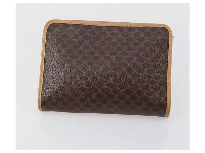 Céline Borsa Clutch in Tela Macadam CELINE in Pelle PVC 3 Pezzi Marrone Beige Auth 151904 - vista 16