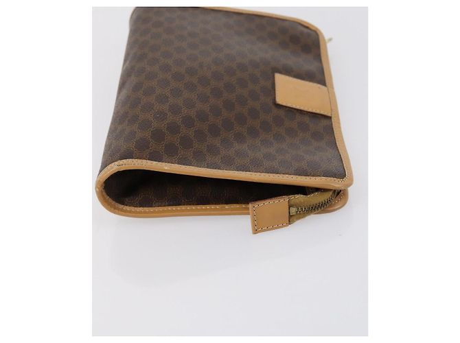 Céline Borsa Clutch in Tela Macadam CELINE in Pelle PVC 3 Pezzi Marrone Beige Auth 151904 - vista 17