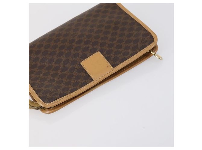 Céline Borsa Clutch in Tela Macadam CELINE in Pelle PVC 3 Pezzi Marrone Beige Auth 151904 - vista 18
