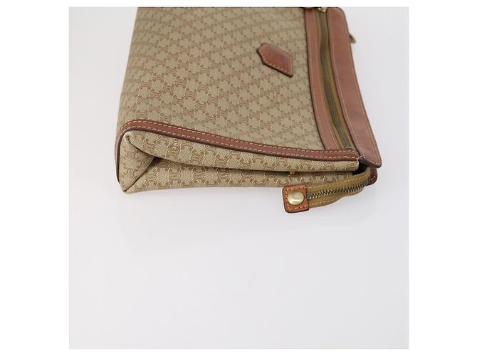 Céline Borsa Clutch in Tela Macadam CELINE in Pelle PVC 3 Pezzi Marrone Beige Auth 151904 - vista 4
