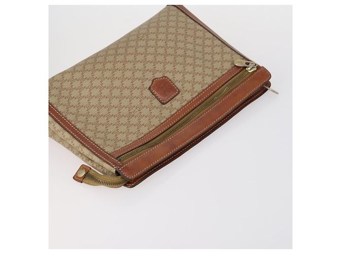 Céline Borsa Clutch in Tela Macadam CELINE in Pelle PVC 3 Pezzi Marrone Beige Auth 151904 - vista 5