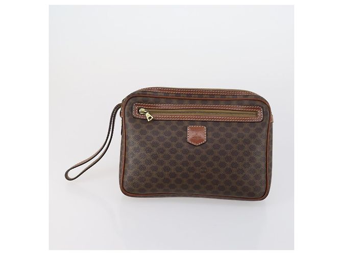 Céline Borsa Clutch in Tela Macadam CELINE in Pelle PVC 3 Pezzi Marrone Beige Auth 151904 - vista 8