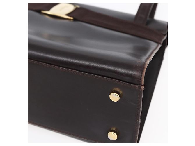 Borsa Tote Vala in pelle marrone e oro Auth BA8394 di Salvatore Ferragamo D'oro - vista 10