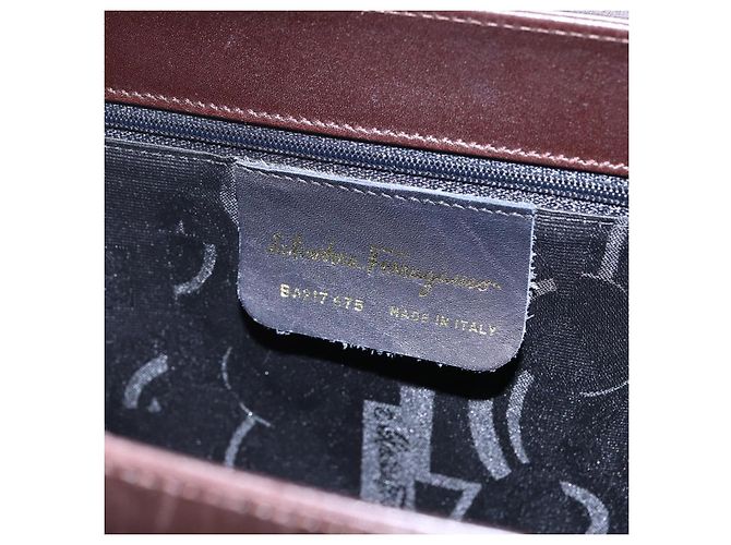 Borsa Tote Vala in pelle marrone e oro Auth BA8394 di Salvatore Ferragamo D'oro - vista 14