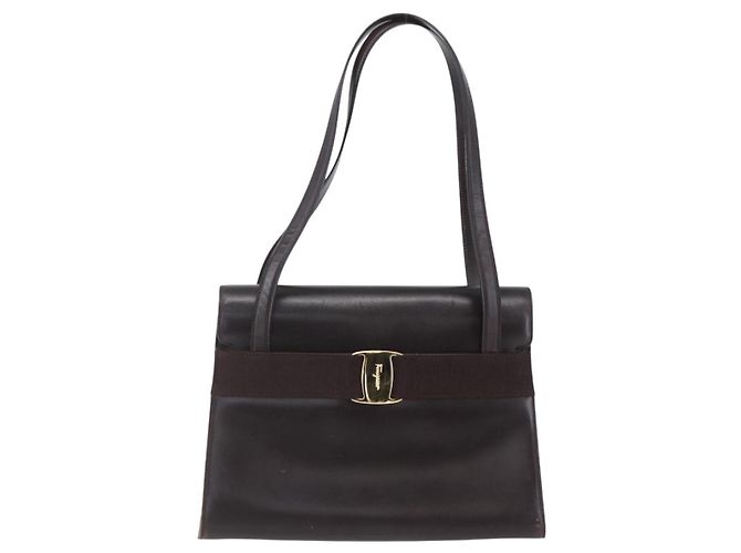 Borsa Tote Vala in pelle marrone e oro Auth BA8394 di Salvatore Ferragamo D'oro - vista 2