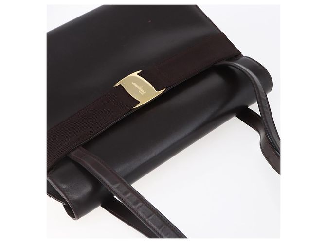 Borsa Tote Vala in pelle marrone e oro Auth BA8394 di Salvatore Ferragamo D'oro - vista 6