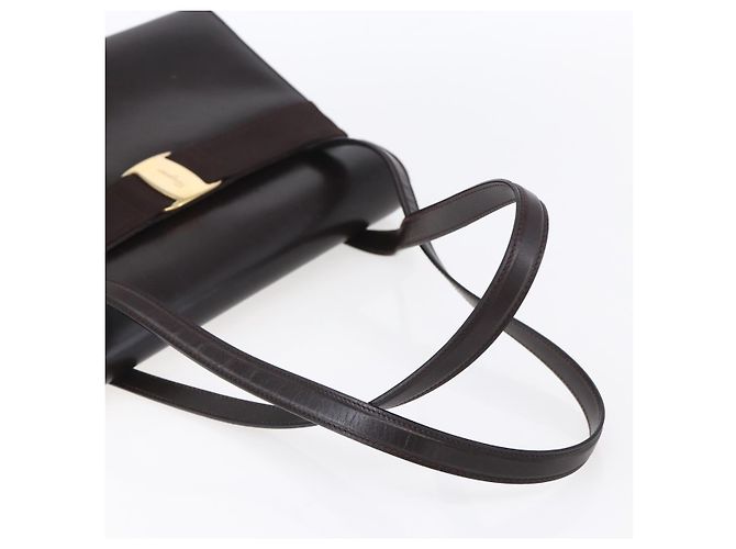 Borsa Tote Vala in pelle marrone e oro Auth BA8394 di Salvatore Ferragamo D'oro - vista 7