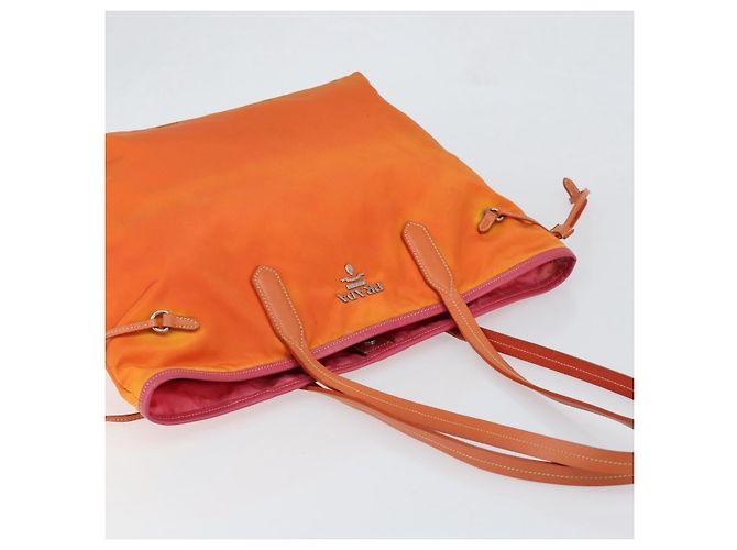 PRADA Tote Bag aus Nylon in Orange Silber authentisch 154158 - Ansicht 6