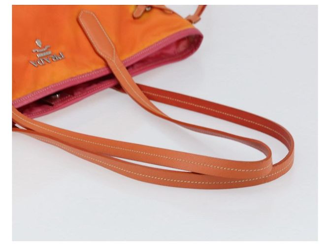 PRADA Tote Bag aus Nylon in Orange Silber authentisch 154158 - Ansicht 7