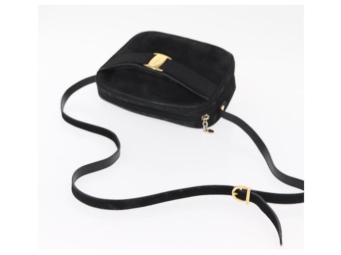 Borsa a Spalla Vala in Pelle Scamosciata Nera e Oro Salvatore Ferragamo Auth gh1251 Nero D'oro - vista 7