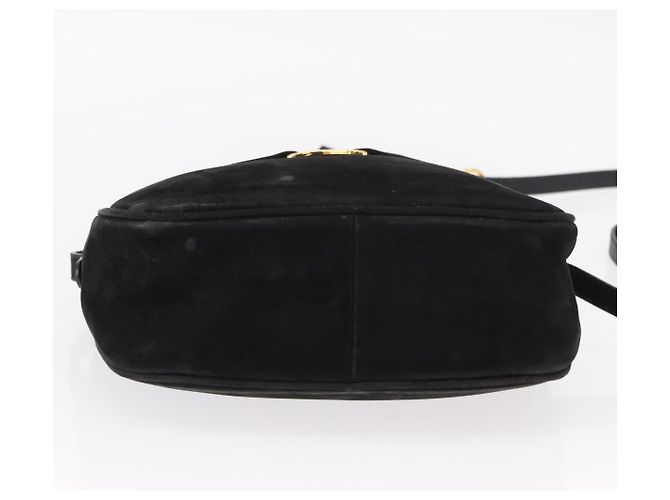 Borsa a Spalla Vala in Pelle Scamosciata Nera e Oro Salvatore Ferragamo Auth gh1251 Nero D'oro - vista 9