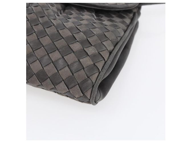 BALLY Bolsa de Ombro de Couro Cinza Dourado Auth BA8439 Marrom - vista 10