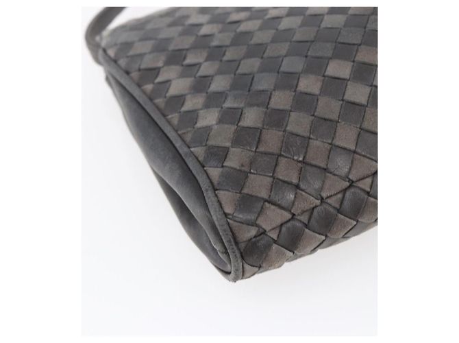 BALLY Bolsa de Ombro de Couro Cinza Dourado Auth BA8439 Marrom - vista 13
