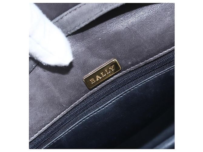 BALLY Bolsa de Ombro de Couro Cinza Dourado Auth BA8439 Marrom - vista 16