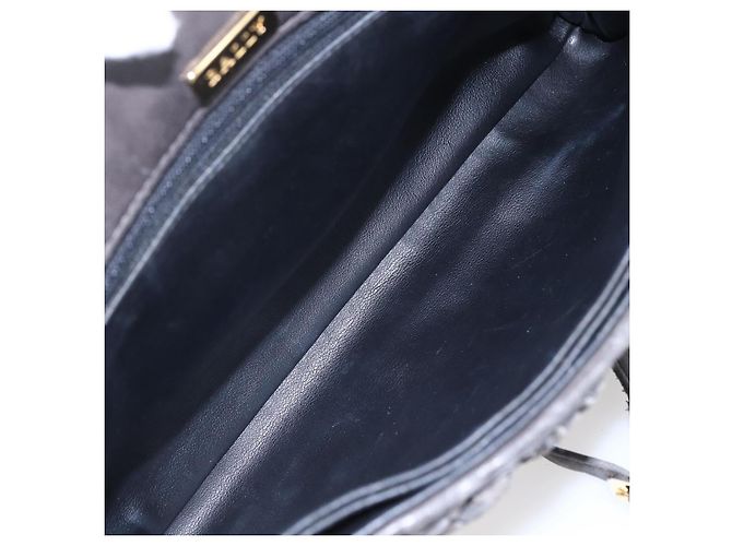 BALLY Bolsa de Ombro de Couro Cinza Dourado Auth BA8439 Marrom - vista 18