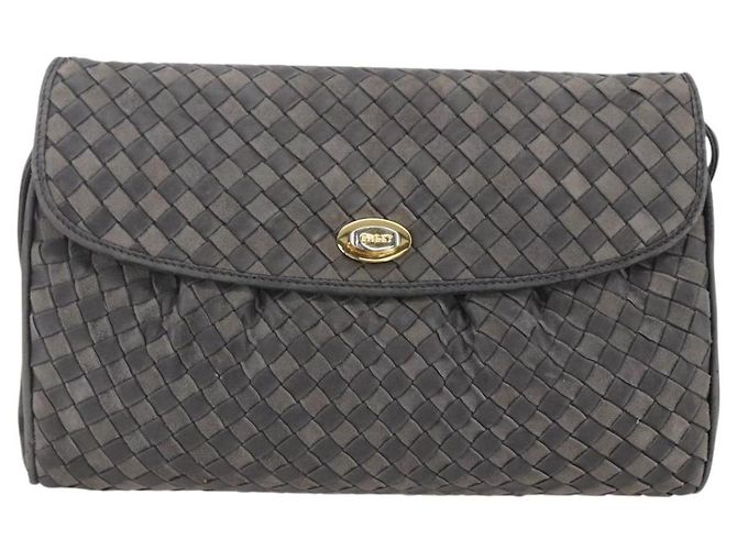 BALLY Bolsa de Ombro de Couro Cinza Dourado Auth BA8439 Marrom - vista 2