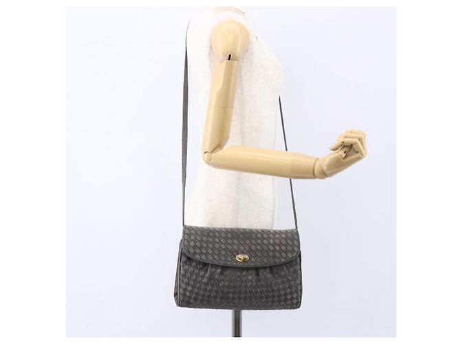 BALLY Bolsa de Ombro de Couro Cinza Dourado Auth BA8439 Marrom - vista 26