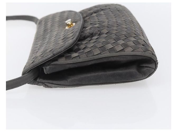 BALLY Bolsa de Ombro de Couro Cinza Dourado Auth BA8439 Marrom - vista 4