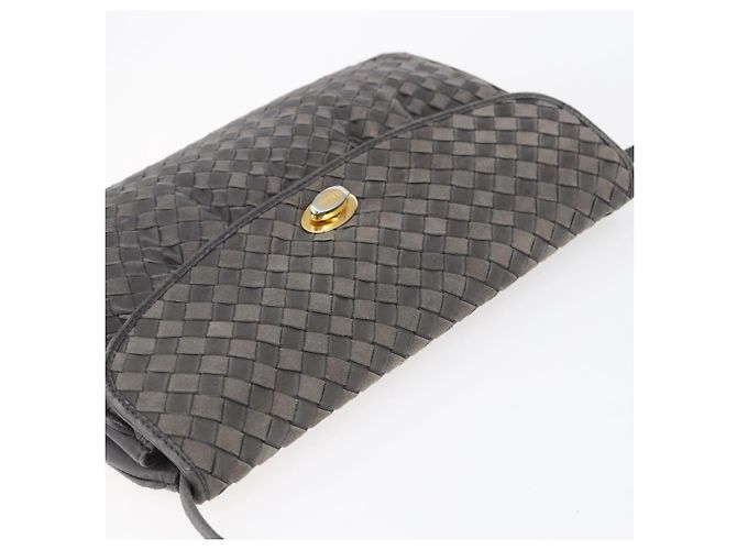 BALLY Bolsa de Ombro de Couro Cinza Dourado Auth BA8439 Marrom - vista 6