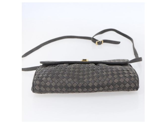 BALLY Bolsa de Ombro de Couro Cinza Dourado Auth BA8439 Marrom - vista 9