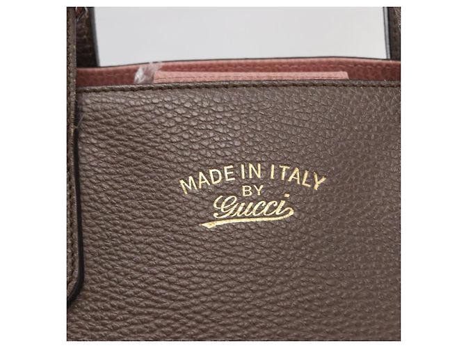 Borsa Tote Swing in pelle grigia e oro GUCCI 354408 Auth 148695 Marrone D'oro - vista 17