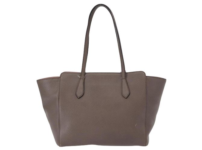 Borsa Tote Swing in pelle grigia e oro GUCCI 354408 Auth 148695 Marrone D'oro - vista 2
