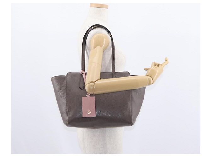 Borsa Tote Swing in pelle grigia e oro GUCCI 354408 Auth 148695 Marrone D'oro - vista 23