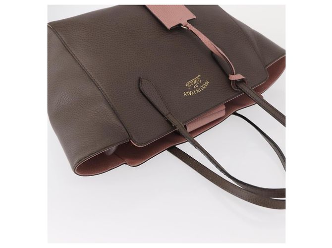 Borsa Tote Swing in pelle grigia e oro GUCCI 354408 Auth 148695 Marrone D'oro - vista 7