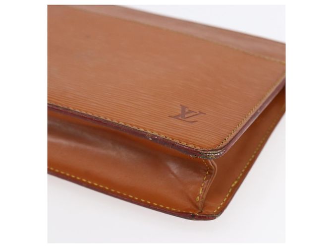 LOUIS VUITTON Pochette Masculina Epi Bolsa Marrom Zipangu Dourado M52528 LV Auth th6459 - vista 7