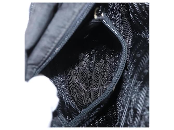 Borsa a mano PRADA in nylon nero argento Auth BA7771 - vista 24