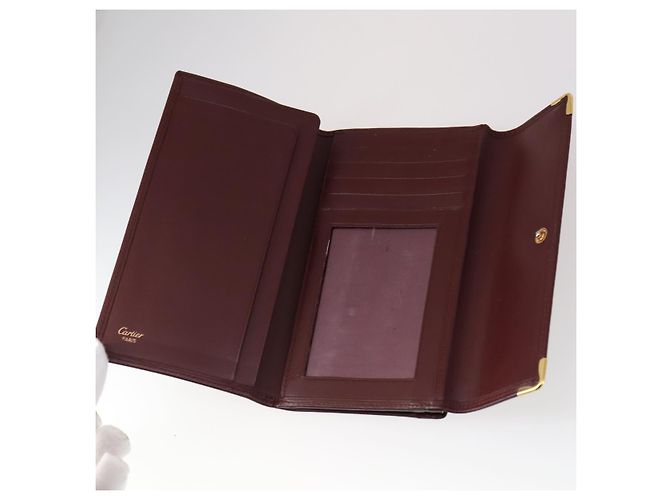 CARTIER Cartera Must Line Cuero 13 Set Burdeos Auth bs30041 - vista 16