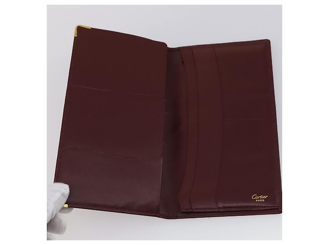 CARTIER Cartera Must Line Cuero 13 Set Burdeos Auth bs30041 - vista 5