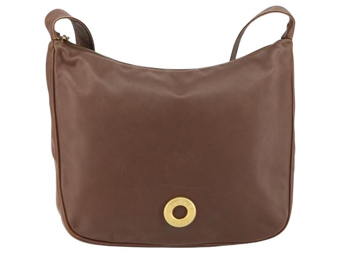 Céline Borsa a Spalla CELINE Circle in Pelle Marrone Oro Auth 153852 D'oro - vista 13