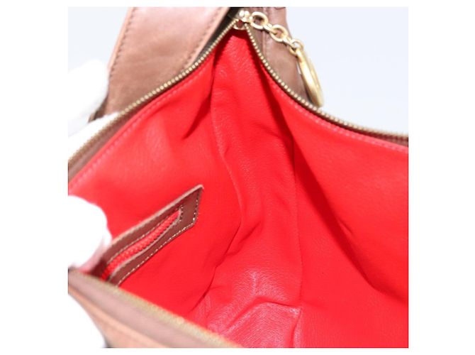 Céline Borsa a Spalla CELINE Circle in Pelle Marrone Oro Auth 153852 D'oro - vista 19