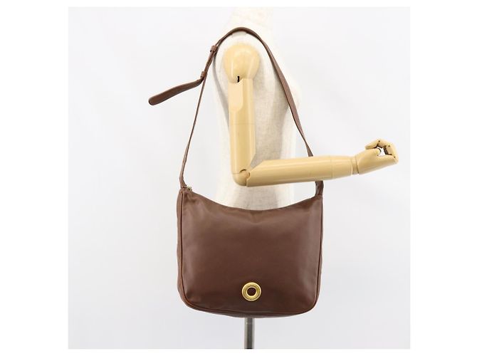 Céline Borsa a Spalla CELINE Circle in Pelle Marrone Oro Auth 153852 D'oro - vista 22