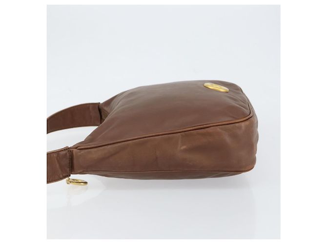 Céline Borsa a Spalla CELINE Circle in Pelle Marrone Oro Auth 153852 D'oro - vista 4