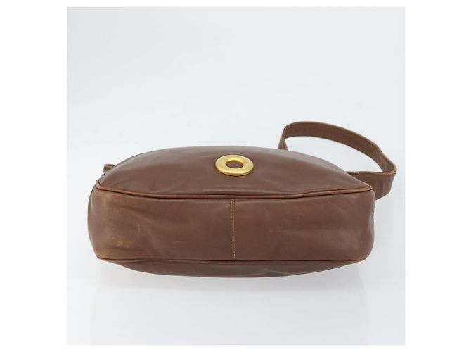Céline Borsa a Spalla CELINE Circle in Pelle Marrone Oro Auth 153852 D'oro - vista 5