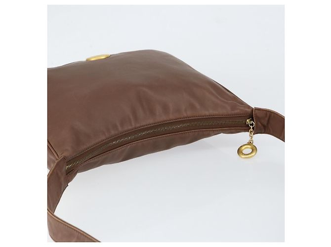 Céline Borsa a Spalla CELINE Circle in Pelle Marrone Oro Auth 153852 D'oro - vista 6
