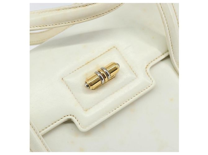 Borsa a mano GUCCI in pelle bianca e oro Auth 154583 Bianco D'oro - vista 17