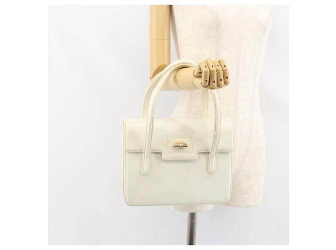 Borsa a mano GUCCI in pelle bianca e oro Auth 154583 Bianco D'oro - vista 24