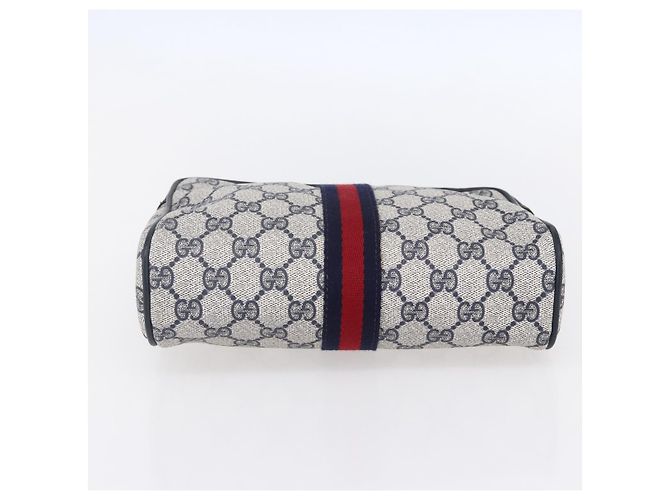 GUCCI GG Tela Sherry Line Clutch Rosso Blu 14.014.3553 Auth BA8450 Blu navy - vista 6