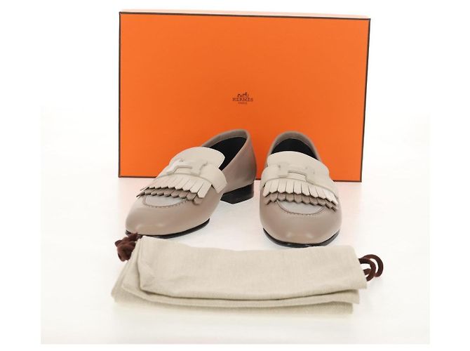 Hermès HERMES Mokassin Royale Schuhe Leder Beige Auth BA7957M - Ansicht 12