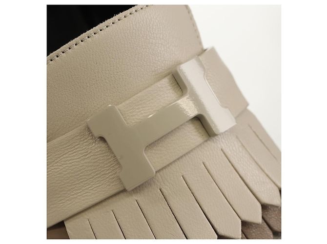 Hermès HERMES Mokassin Royale Schuhe Leder Beige Auth BA7957M - Ansicht 8