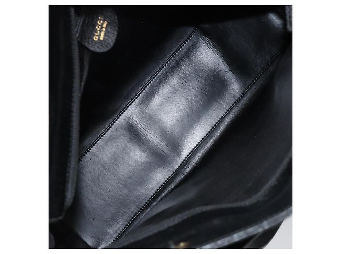 Borsa Tote in pelle nera e oro GUCCI 002 1817 0336 Auth ep12099 Nero D'oro - vista 10