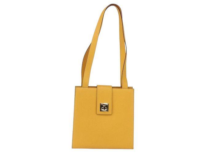 Céline Borsa a Spalla CELINE in Pelle Giallo Oro Auth 153948 D'oro - vista 13