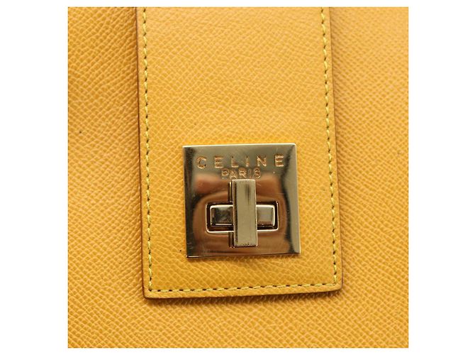 Céline Borsa a Spalla CELINE in Pelle Giallo Oro Auth 153948 D'oro - vista 17