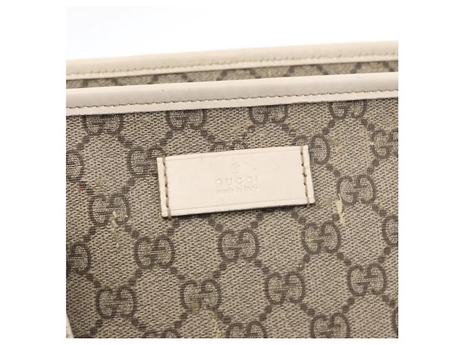 Gucci Borsa Tote GG Supreme in PVC beige argento 211137 Auth bs30938 - vista 17