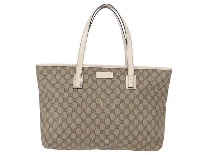 Gucci Borsa Tote GG Supreme in PVC beige argento 211137 Auth bs30938 - vista 2