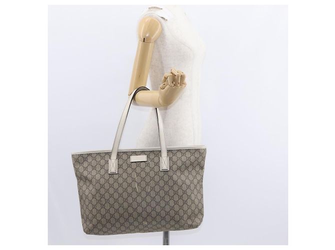 Gucci Borsa Tote GG Supreme in PVC beige argento 211137 Auth bs30938 - vista 24