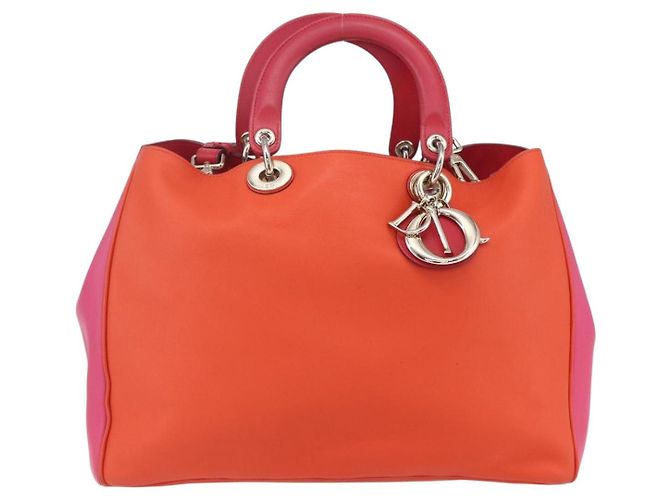 Borsa a Mano Christian Dior Diorissimo in Pelle 2way Arancione Oro Auth bs30974 - vista 2
